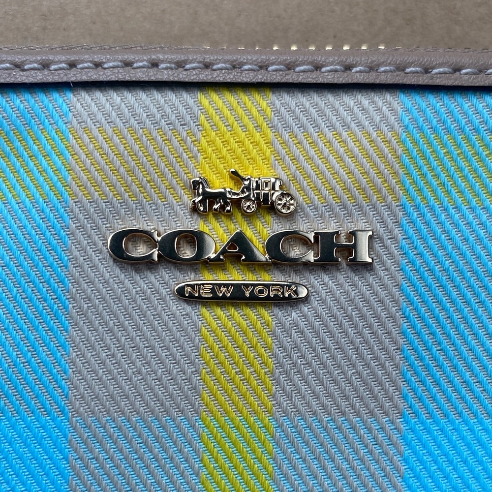 Coach Blue and Yellow Plaid Wristlet - Picture 8 of 9